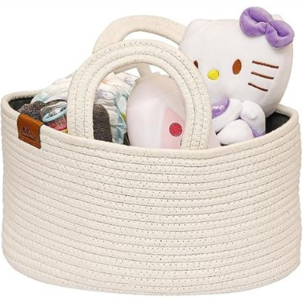 Cotton Rope Diaper Basket Caddy - Baby Diaper Bag - Nursery/ Car Organizer
